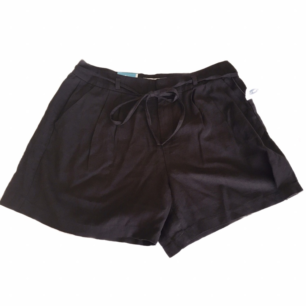New Size 4 high waisted tie dark army green shorts - Picture 2 of 6